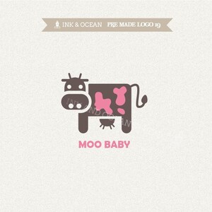 Boutique premade logo design for your business - cute logo, sweet cow, in any colour of your choice