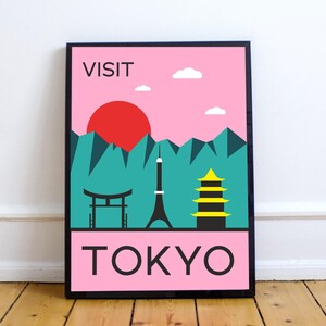 Mid century modern vintage iconic abstract Tokyo Japan travel poster print download printable art
