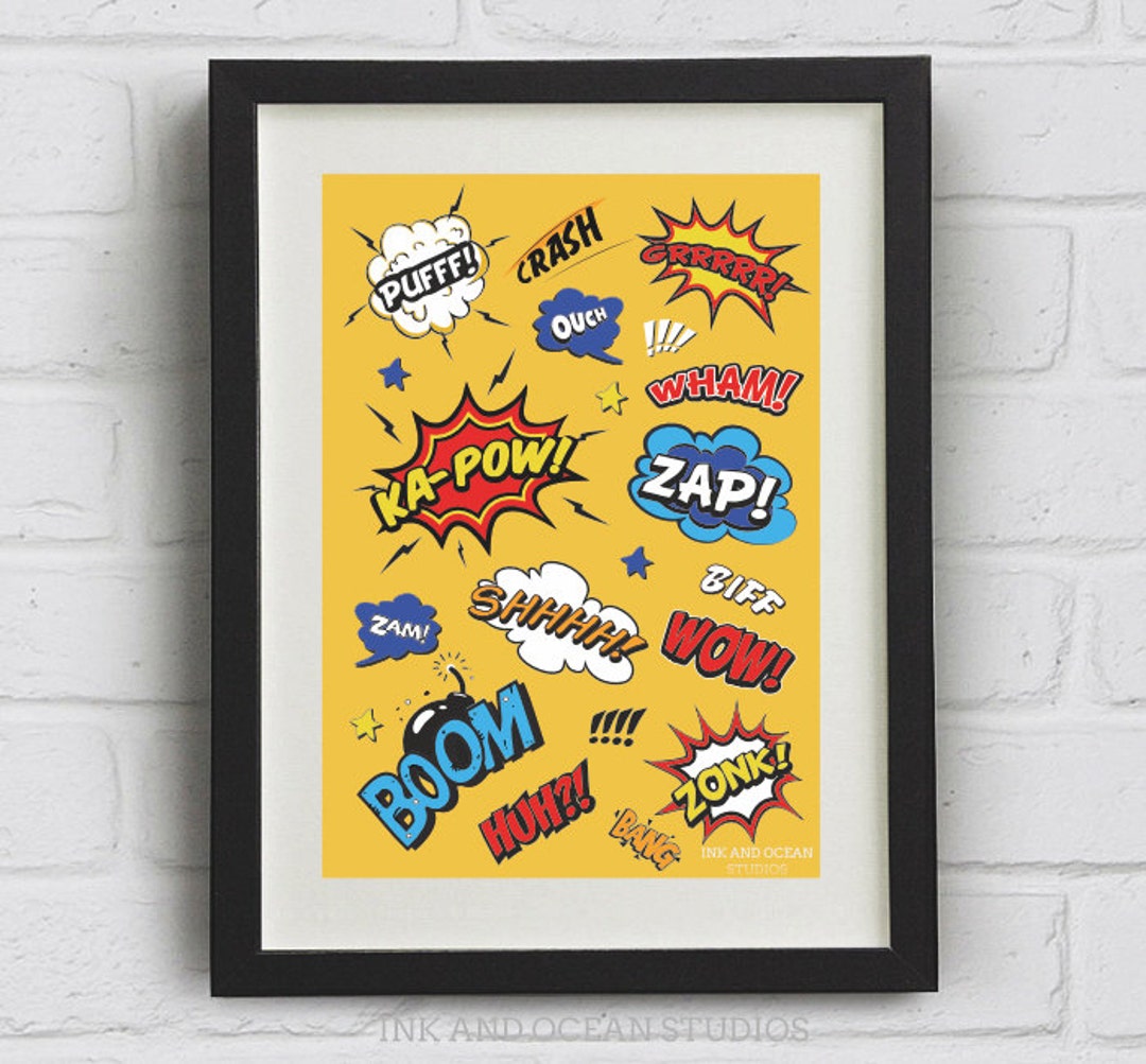 Cartoon Comic, Pop Art Print. Downloadable Art Print in Yellow - Etsy