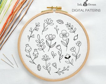 Spring garden, sampler Digital hand embroidery pattern , PDF instant Download