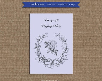 Printable vintage victorian style "Deepest Sympathy"  card Instant Download, printable