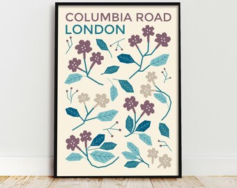Mid century modern vintage iconic abstract Columbia Road London poster print download printable art