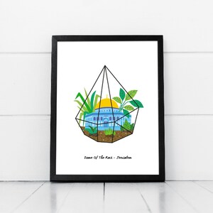 Print,  Palestine, Dome of the rock, Mosque, Jerusalem, terrarium, plants downloadable Art Print.  Art gift