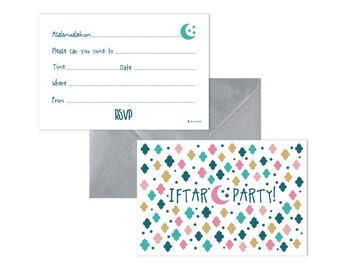 Pack of 5 Iftar Ramadan Party Invitation Set