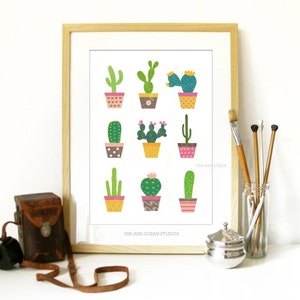 Cactus, South western  Downloadable Art Print. Cute retro, pop art,