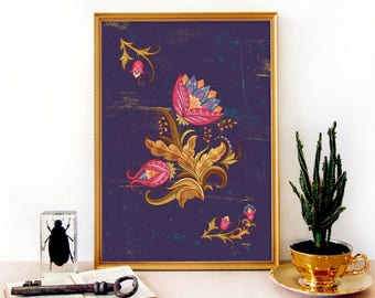 Persian Flower Art Print Mughal Style Art Print