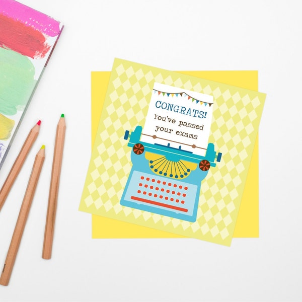 Congrats! You've Passed Your Exam Card  typewriter Card