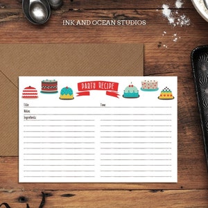 Pack of 5 - Cake Recipe Cards