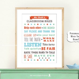 Classroom rules.  Classroom Decor, gifts for teachers, classroom sign, classroom poster, classroom rules, Custom Personalized Teacher sign,