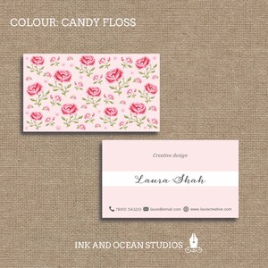 Imprimable chic vintage floral carte de visite, carte de visite pour votre entreprise dans un choix de 4 couleurs
