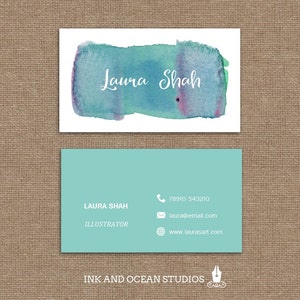 Agua elegante elegante imprimible color aqua tarjeta de visita, tarjeta de llamada para su negocio