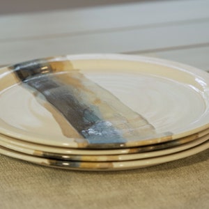 Handmade Pottery Dinner Plates: Wheel Thrown Ceramic Stoneware Stackable Tableware, 10.25" Across