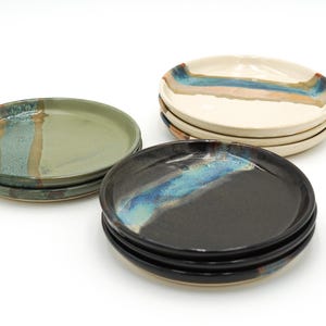 Stoneware Dessert Plate: Modern Coupe Style Wheel Thrown Handmade Pottery Dish, Stackable - 6.25"