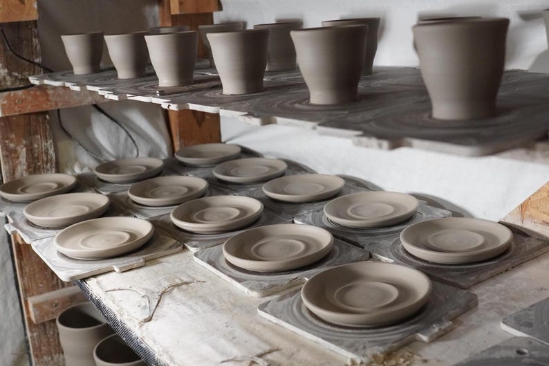 Ceramic Espresso Cup and Optional Saucer, 3.5 to 4 Fluid Ounces Stoneware Handmade Pottery image 10