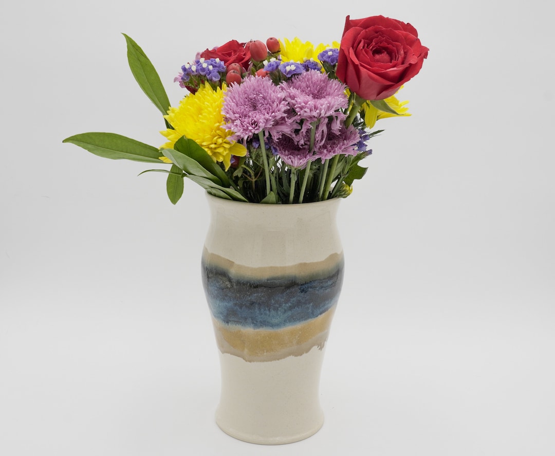 Handmade Pottery Vase: Wheel Thrown Stoneware Flower Vessel for Your ...