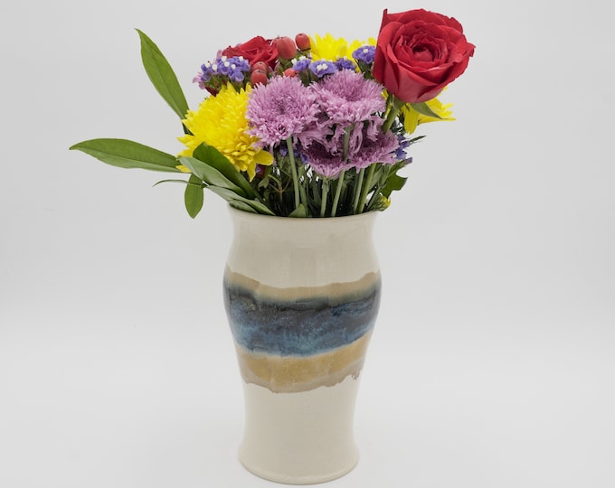 Handmade Pottery Vase: Wheel Thrown Stoneware Flower Vessel for Your Favorite Bouquets