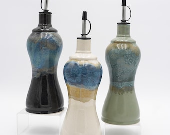 Large Handmade Pourer: Ceramic Cruets Decanters that Bring Color to Your Kitchen or Table