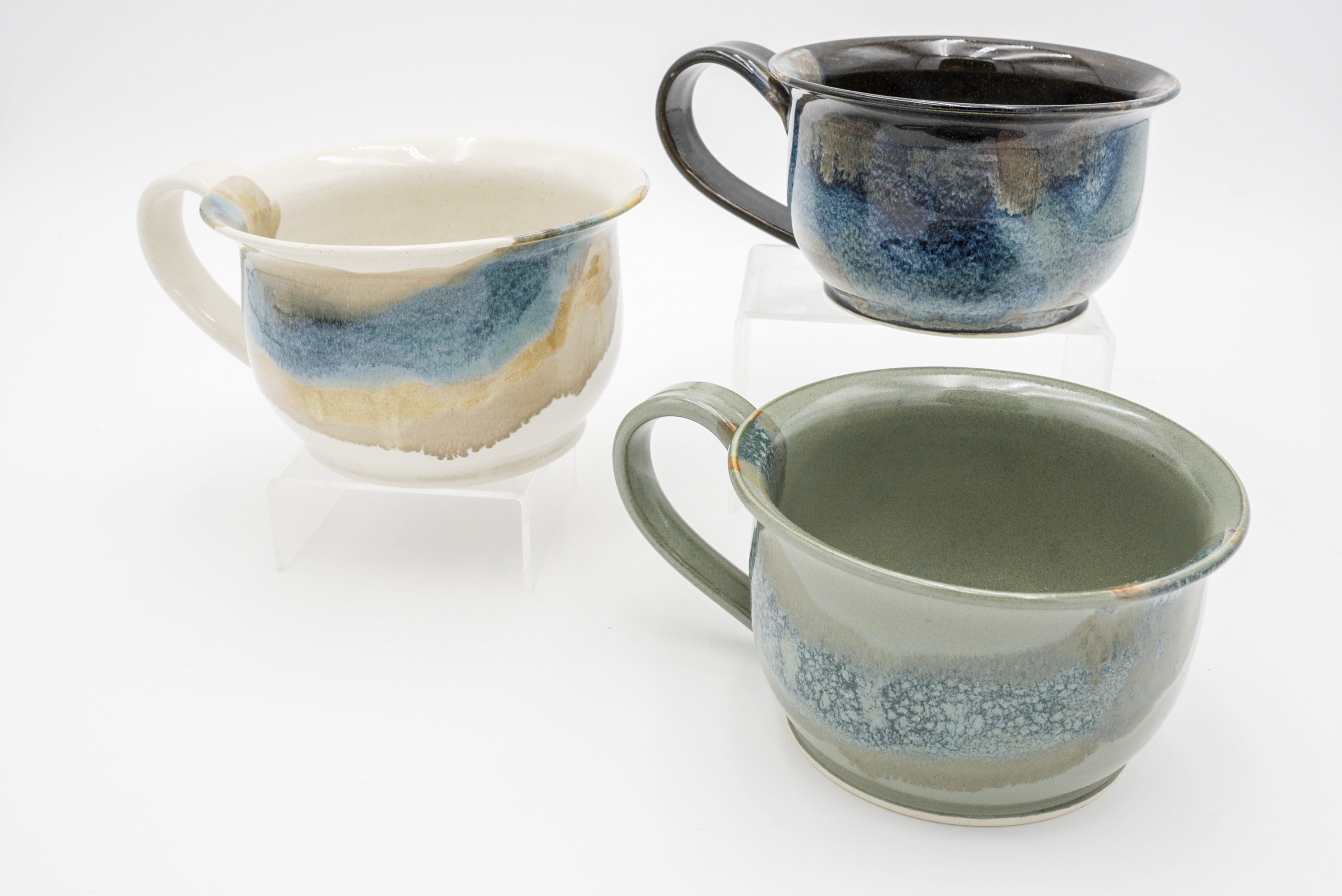 Pottery Soup Mug: Stoneware Ceramic Handled Bowl for Cereal Chili Salad, 20 ounces size