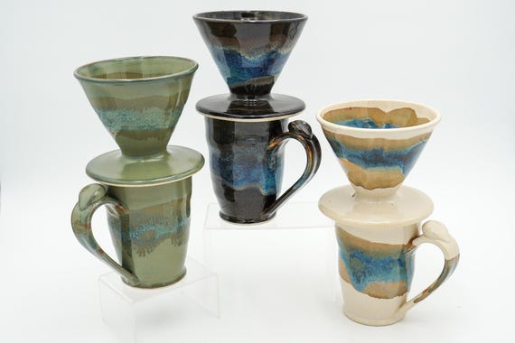Ceramic Coffee Set: 16 oz Mug and an 02 Filter Pour Over, Matching…