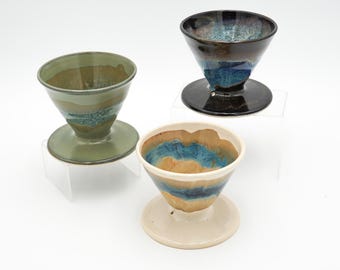 Pottery Pour Over: Wheel Thrown Stoneware with Colorful Glazing for 02 Coffee Filters