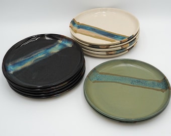 Handmade Stoneware Lunch Plate: Modern Coupe Style, Stackable - 8.25&quot;