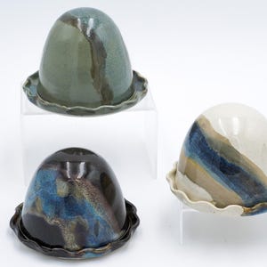 Handmade Pottery Garlic Baker: Wheel Thrown Ceramic Covered Dish for Baking Garlic Oven-Safe