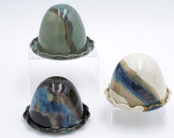 Ceramic Garlic Bakers, Handmade Pottery to Replace your Tin Foil When Roasting Garlic, this Stoneware is Oven Safe