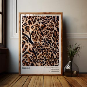PHYSICAL Leopard Wall Art, Leopard Pattern Poster, Preppy Typography Above Bedroom Wall Decor, Aesthetic Trendy Photography Definition Print