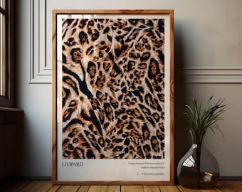 PHYSICAL Leopard Wall Art, Leopard Pattern Poster, Preppy Typography Above Bedroom Wall Decor, Aesthetic Trendy Photography Definition Print
