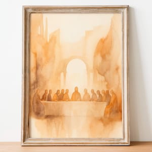 The Last Supper Watercolor, Christian Wall Art, Jesus and Apostles, Catholic Home Decor, Faith-Based Religious Artwork, Digital Download 238