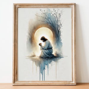 Garden of Gethsemane Digital Art Print | Jesus Praying Watercolor | Christian Wall Art | Faith-Based Home Decor | Religious Artwork, 198