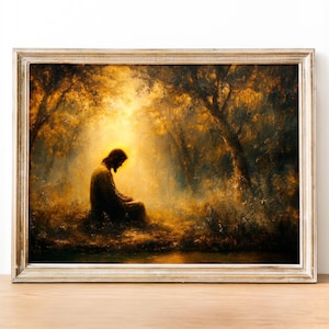 Garden Prayer - Jesus in Gethsemane, Christian Wall Art, Religious Painting for Home Decor Christian wall Art, Digital Download 215