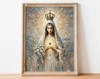 Queen of Heaven, Religious Art, Faith Decor, Spiritual Art, Virgin Mary, Holy Mother, Catholic Art, Christian Art, Digital Download 5