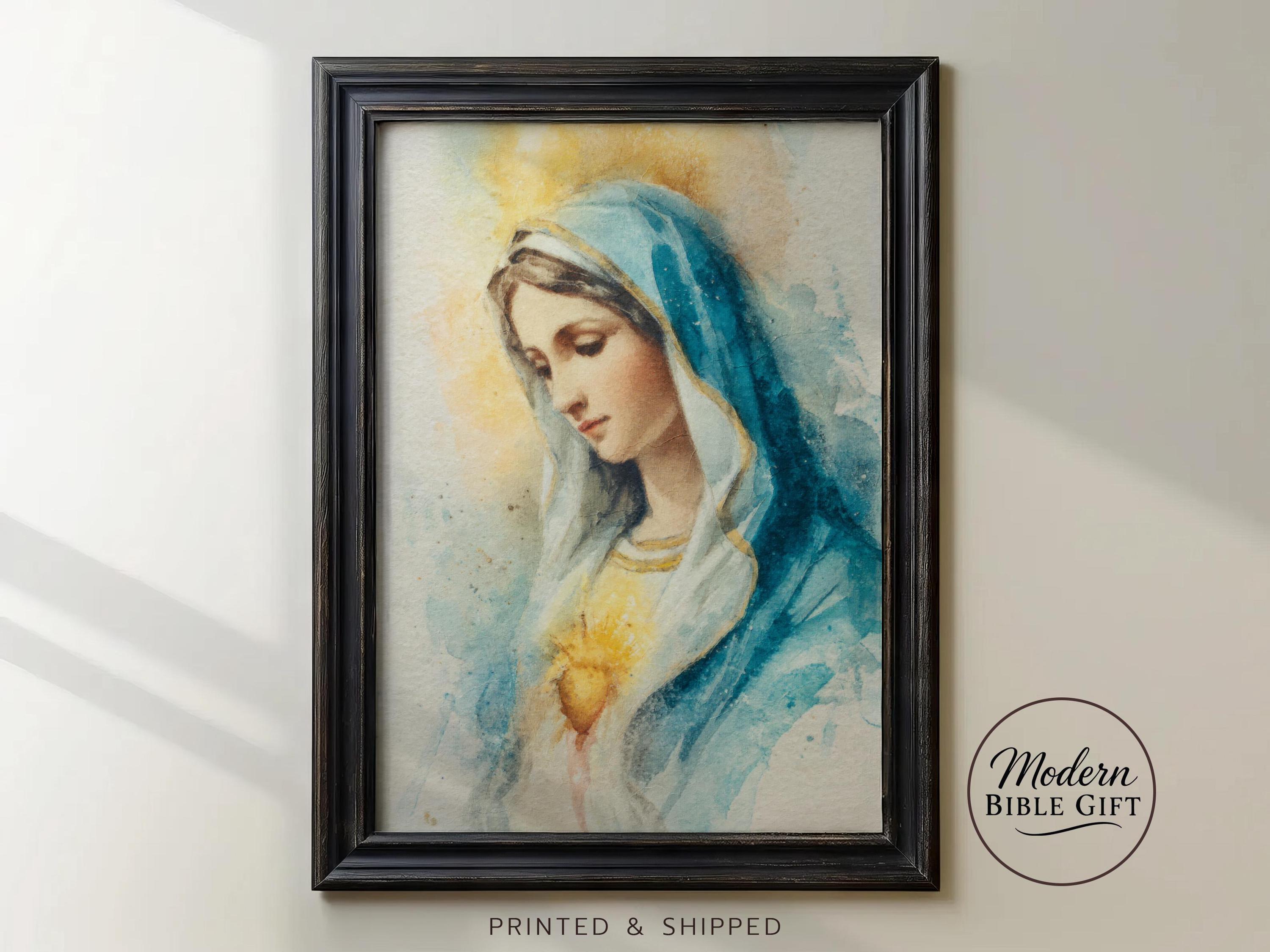Immaculate Heart of Mary Art Print | Virgin Mary Watercolor | Catholic ...