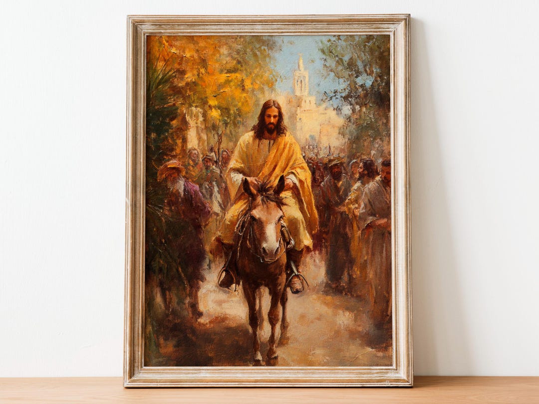 Jesus Riding Into Jerusalem Art: Palm Sunday Christian Print (digital ...