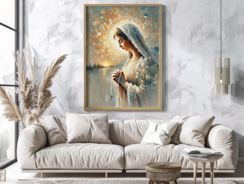 Virgin Mary in Prayer – Catholic Wall Art Print | Christian Home Decor ...