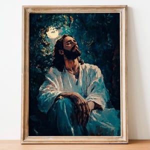 Garden of Gethsemane Digital Art Print | Jesus Praying Watercolor | Christian Wall Art | Faith-Based Home Decor | Religious Artwork, 224