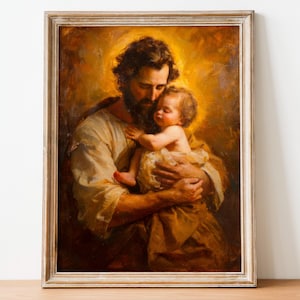 Amore del Padre - San Giuseppe e Gesù Bambino, San Giuseppe, Arte di Gesù, San Giuseppe al lavoro, Lavoro sacro, Arte cristiana, Download digitale 227