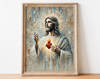 Sacred Heart of Jesus Art: Catholic Icon, Christian Print (Digital Download)