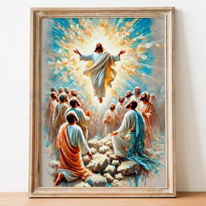 Jesus&#39;s Ascension, Pentecost, Hand of God, Jesus Art, Bible Verse, Bible Poster, Christian Art, Christ Ascension Art, Digital Download 132