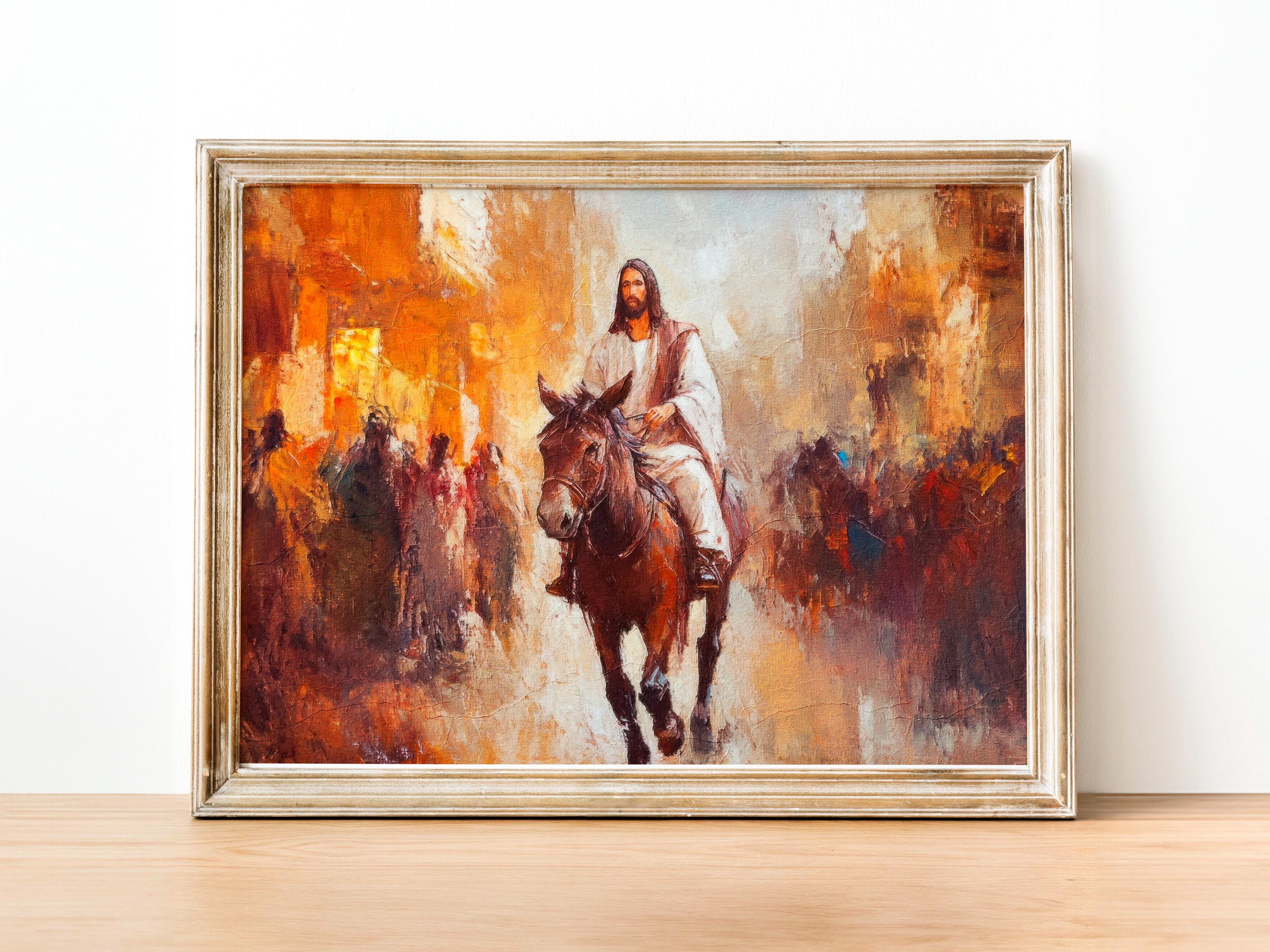 Jesus Riding Into Jerusalem Art: Palm Sunday Christian Print (digital ...