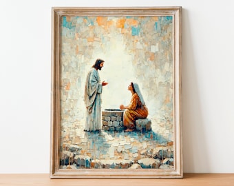 Woman at the Well Art: Jesus and Samaritan Woman Bible Print (Digital Download)