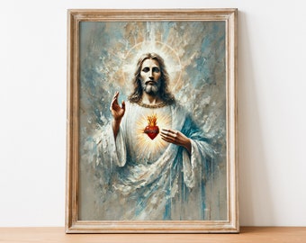 Sacred Heart of Jesus Art: Catholic Icon, Christian Print (Digital Download)