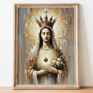 Queen of Heaven, Religious Art, Faith Decor, Spiritual Art, Virgin Mary, Holy Mother, Catholic Art, Christian Art, Digital Download 6