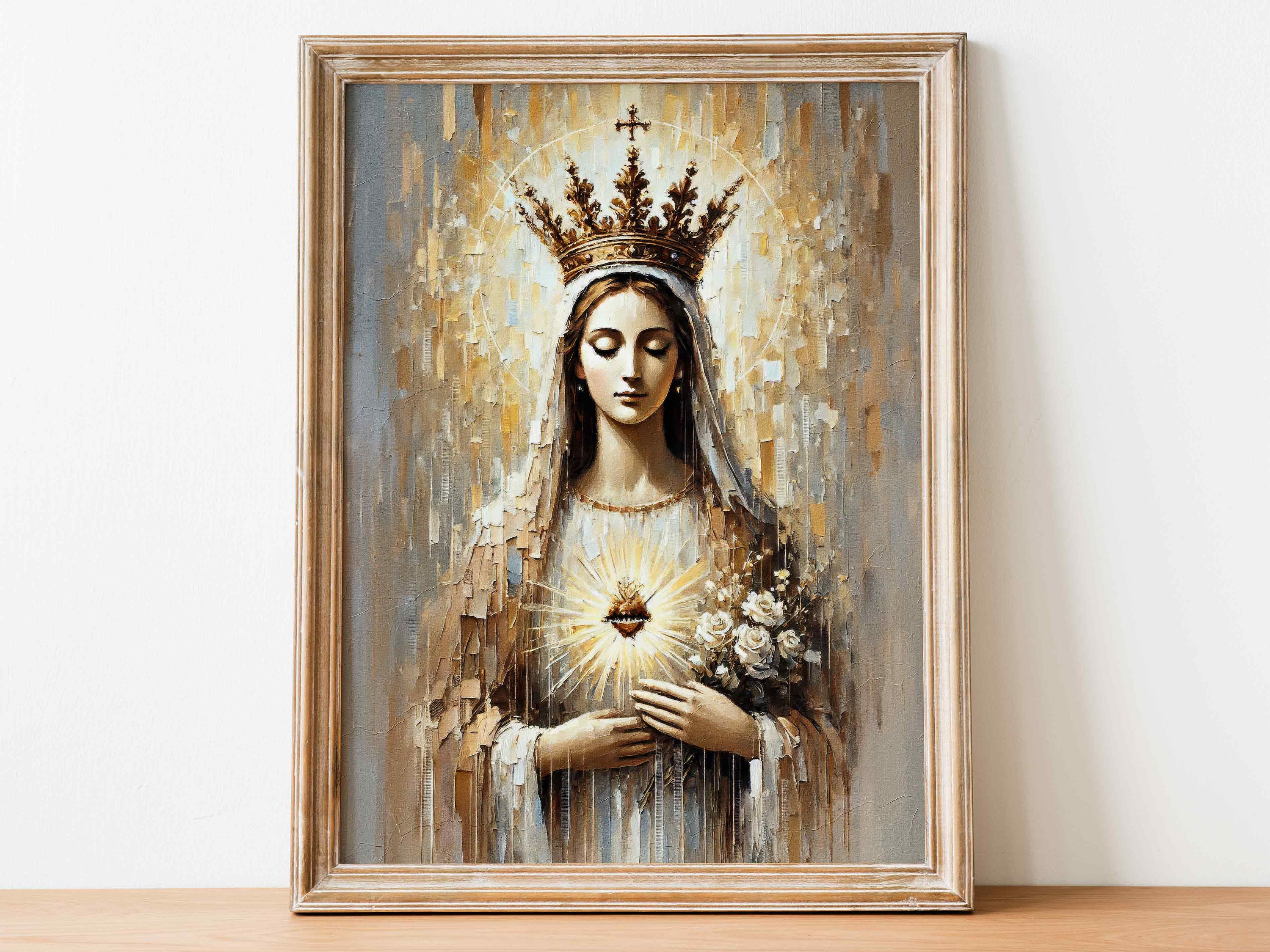 Queen of Heaven, Religious Art, Faith Decor, Spiritual Art, Virgin Mary, Holy Mother, Catholic Art, Christian Art, Digital Download 6
