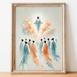 Jesus Ascends Heaven, Jesus Art, Bible Verse, Bible Poster, Christian Art, Christ Ascension Art, Digital Download 144