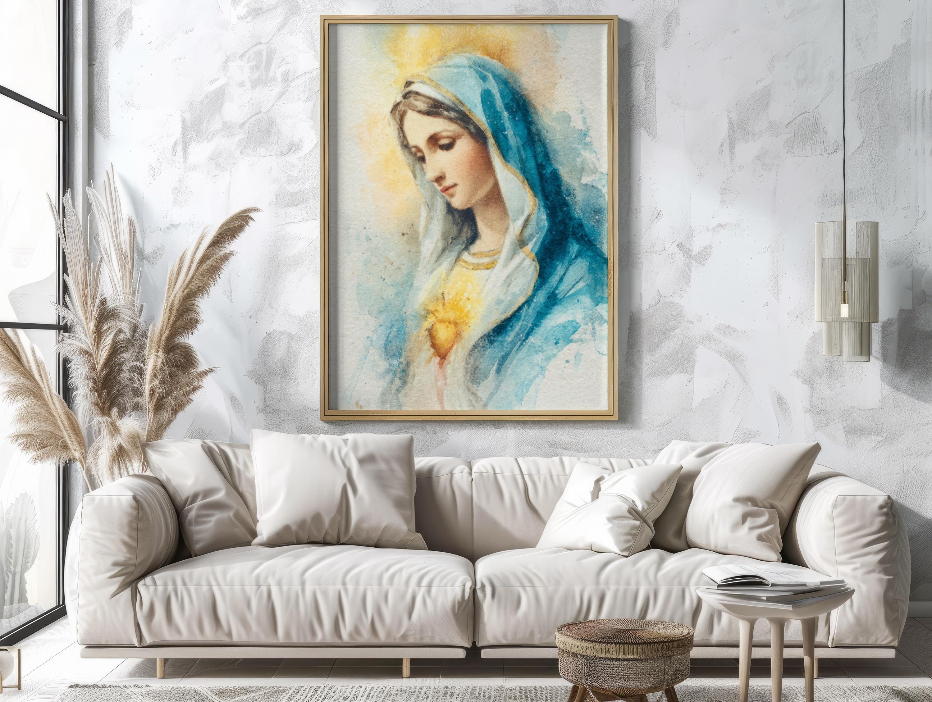 Immaculate Heart of Mary Art Print | Virgin Mary Watercolor | Catholic ...