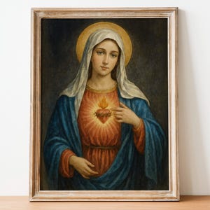 Immaculate Heart of Mary - Queen of Heaven, Religious Art, Spiritual Art, Virgin Mary, Holy Mother, Catholic Art, Digital Download 244