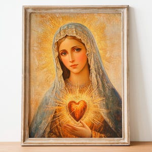 Heart of Mary, Queen of Heaven, Religious Art, Faith Decor, Spiritual Art, Virgin Mary, Holy Mother, Catholic Art, Digital Download 226