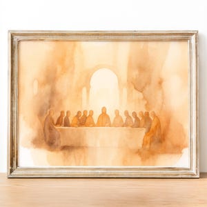 The Last Supper Watercolor, Christian Wall Art, Jesus and Apostles, Catholic Home Decor, Faith-Based Religious Artwork, Digital Download 237